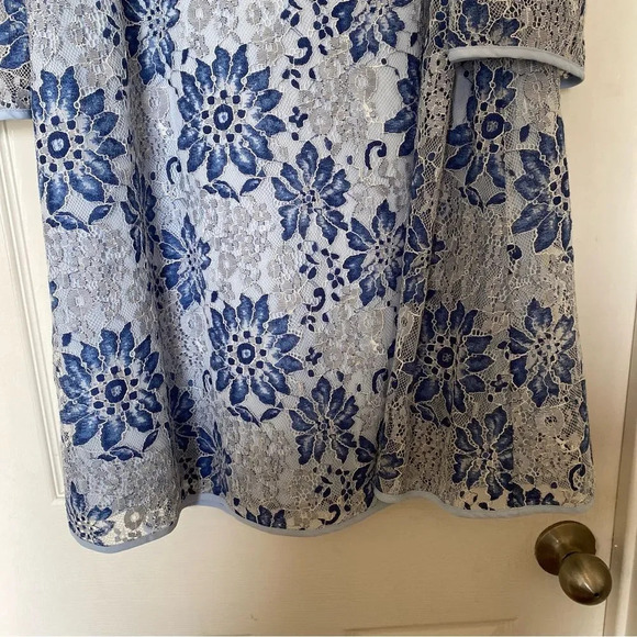 REBECCA MINKOFF Dena Blue Lace Ruffle Shoulder Dress Size Medium - Picture 6 of 8